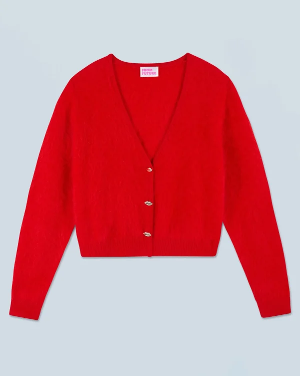 Pull Cardigan en Cachemire Brossé Boutons Bijoux^FROM FUTURE Online