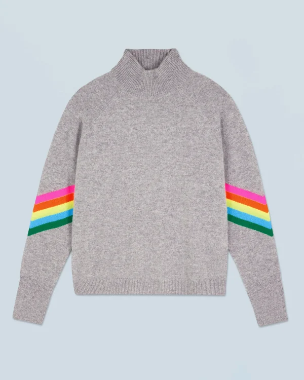 Pull Col Montant Bandes Manches Multicolore Léger^FROM FUTURE Online