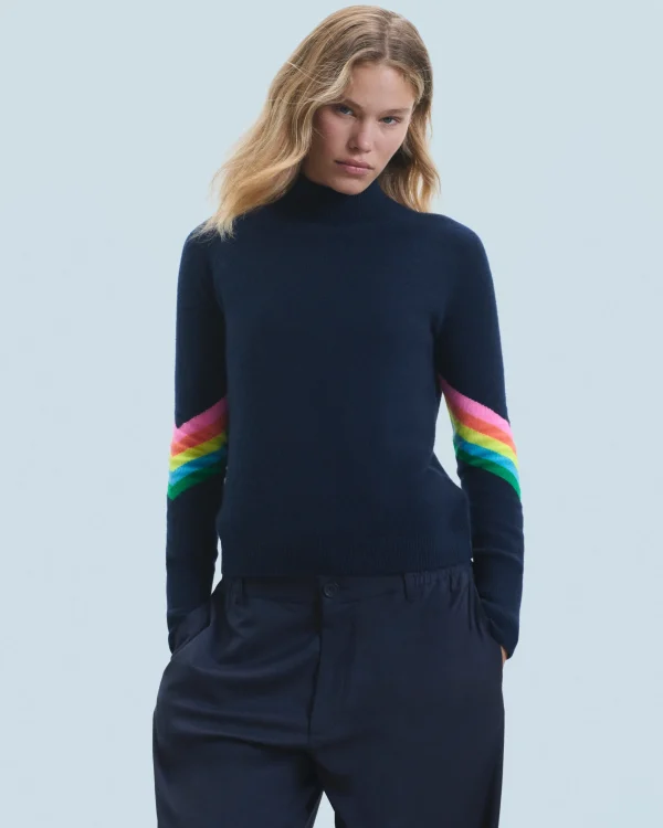 Pull Col Montant Bandes Manches Multicolore Léger^FROM FUTURE Online
