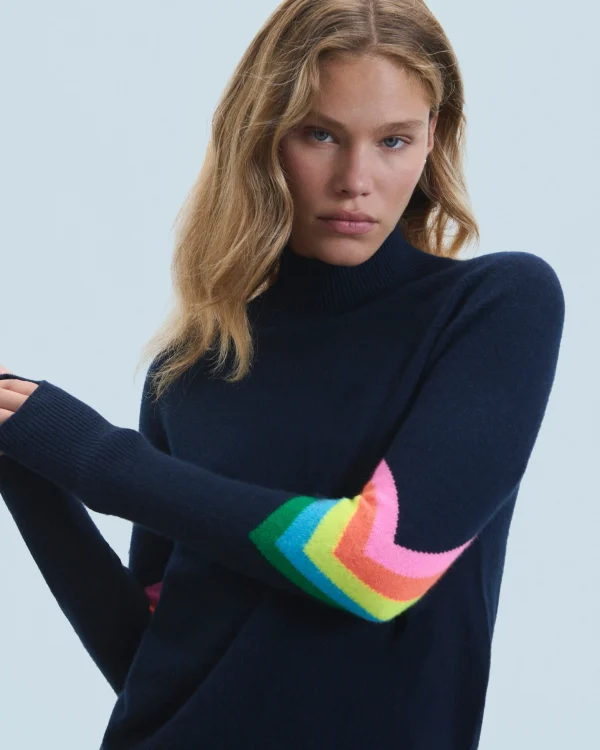 Pull Col Montant Bandes Manches Multicolore Léger^FROM FUTURE Online