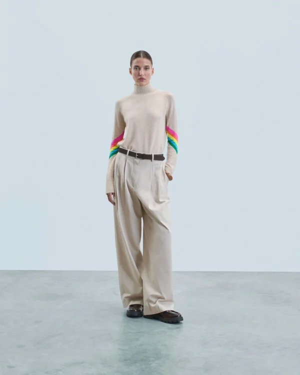 Pull Col Montant Bandes Manches Multicolore Léger^FROM FUTURE Discount