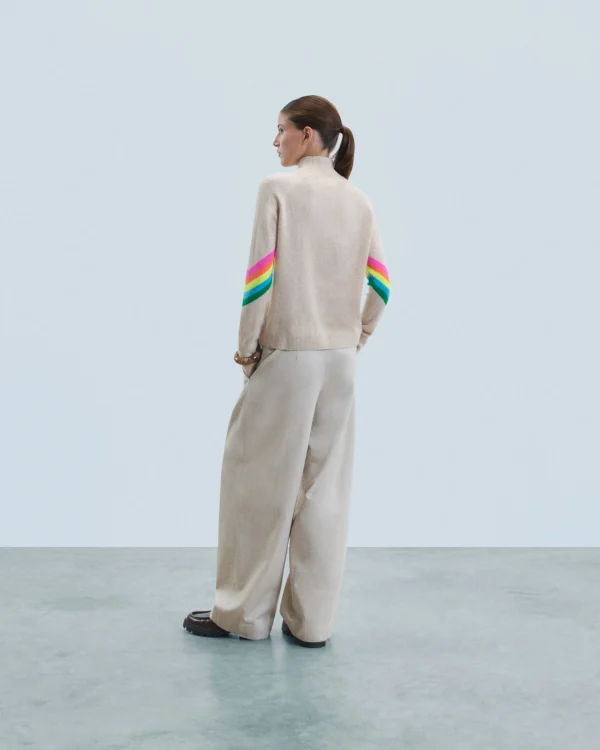 Pull Col Montant Bandes Manches Multicolore Léger^FROM FUTURE Discount