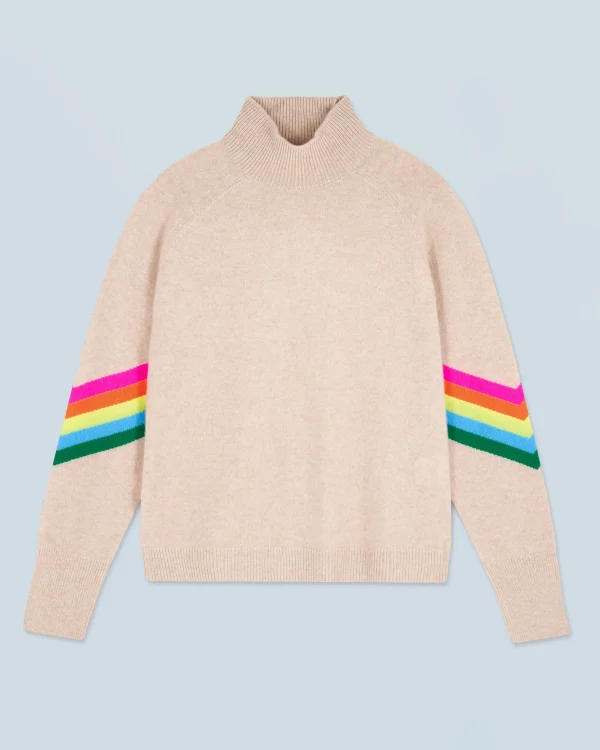 Pull Col Montant Bandes Manches Multicolore Léger^FROM FUTURE Discount