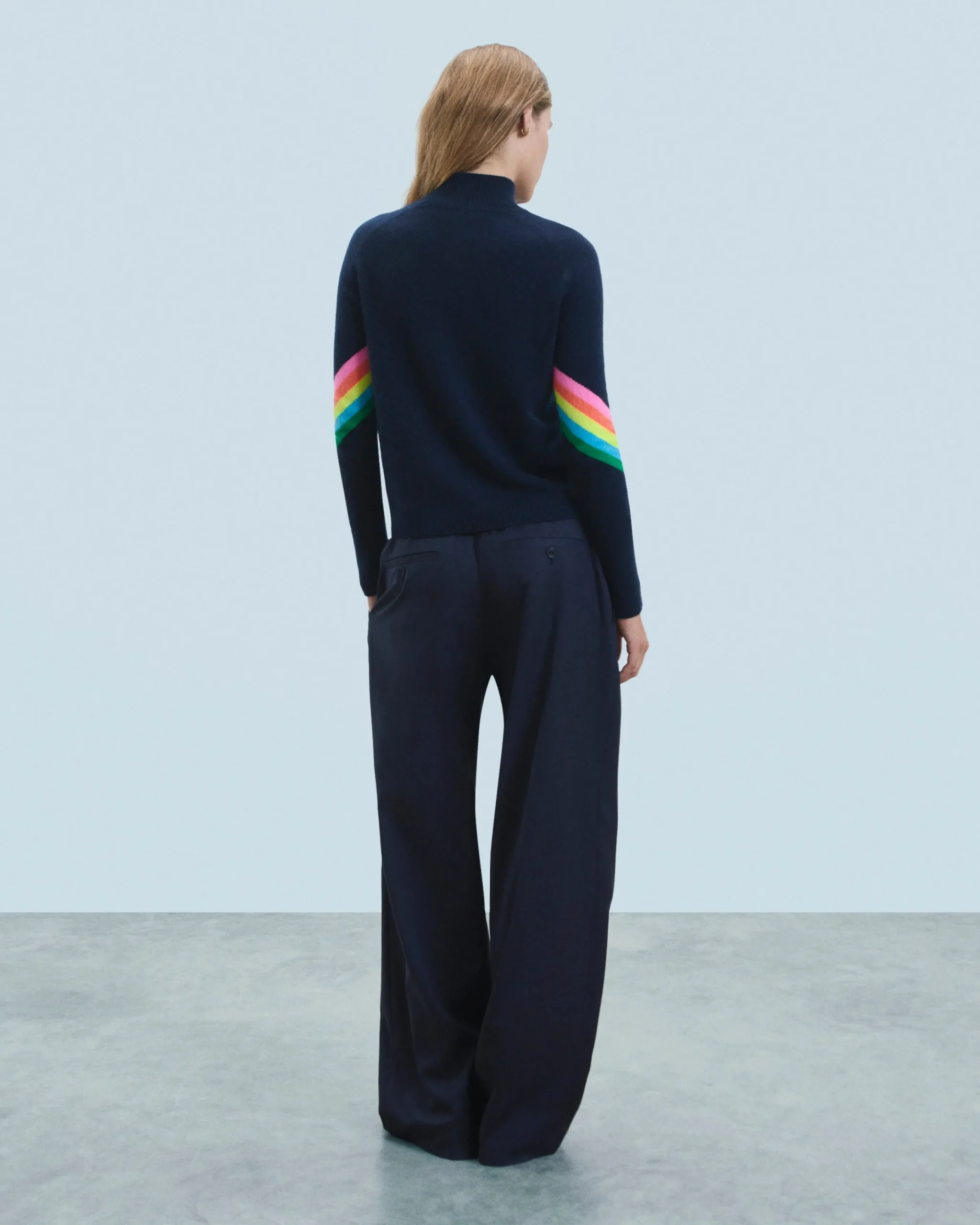 Pull Col Montant Bandes Manches Multicolore Léger^FROM FUTURE Sale