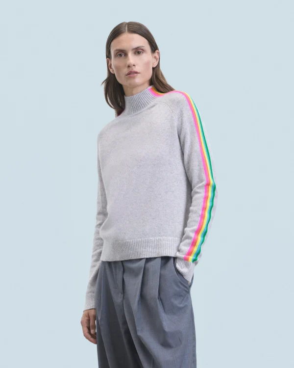 Pull Col Montant Bandes Manches Multicolores Léger^FROM FUTURE Store