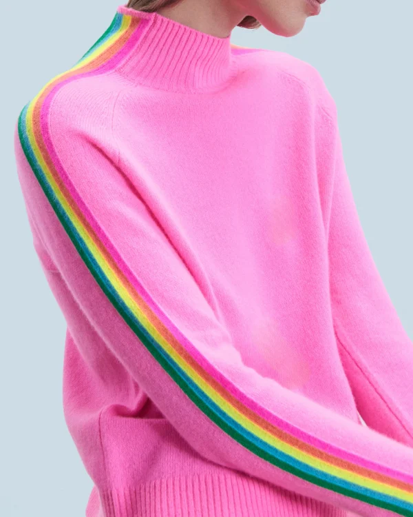 Pull Col Montant Bandes Manches Multicolores Léger^FROM FUTURE Shop