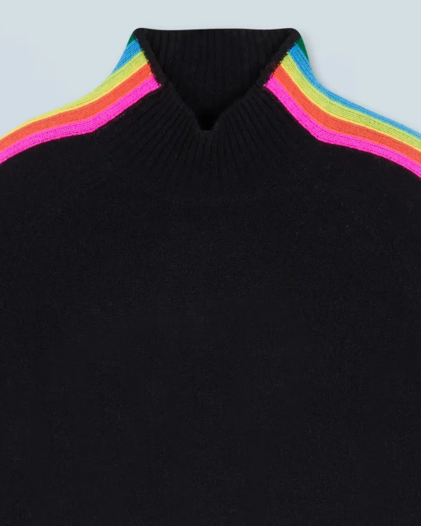 Pull Col Montant Bandes Manches Multicolores Léger^FROM FUTURE Flash Sale