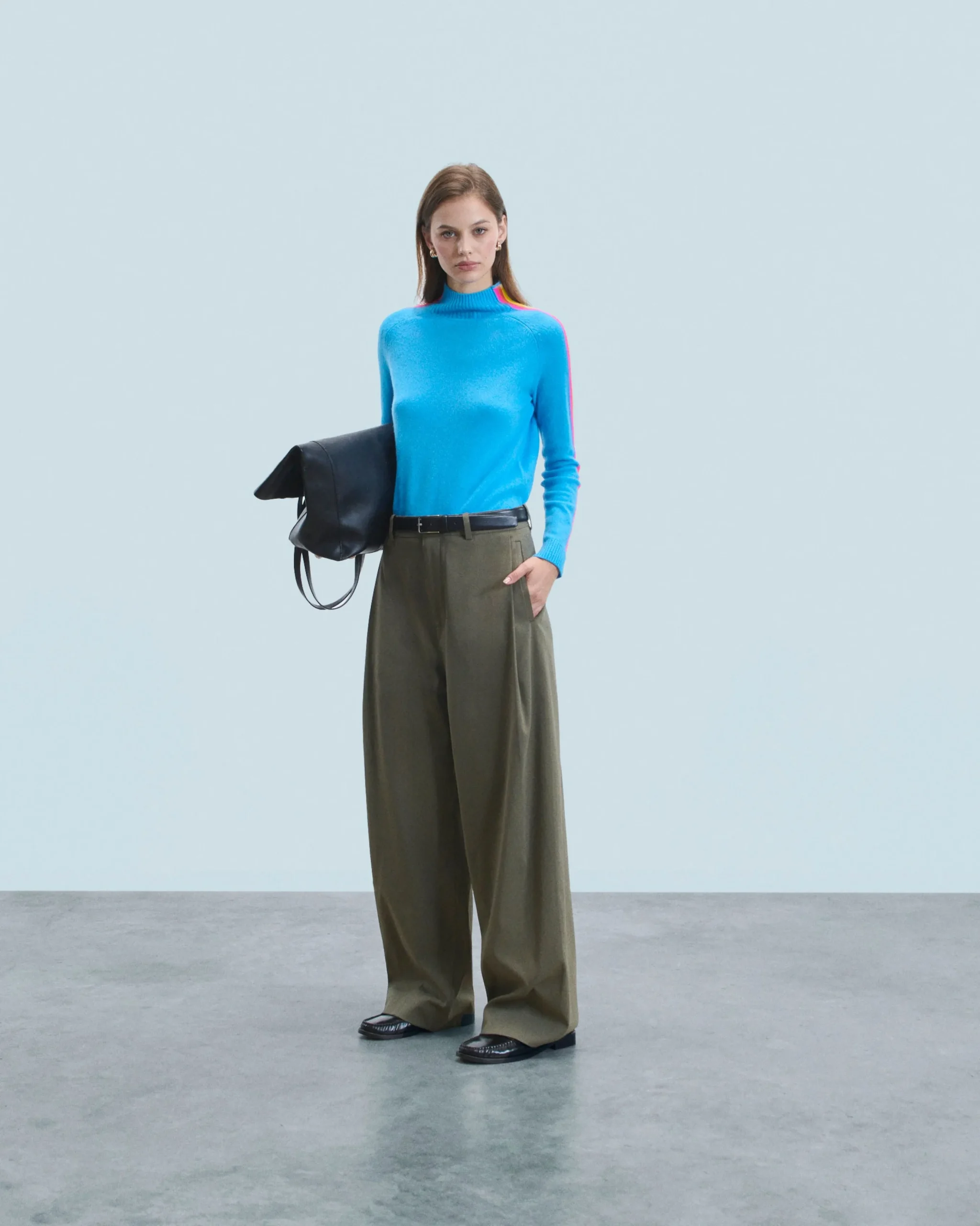 Pull Col Montant Bandes Manches Multicolores Léger^FROM FUTURE Store