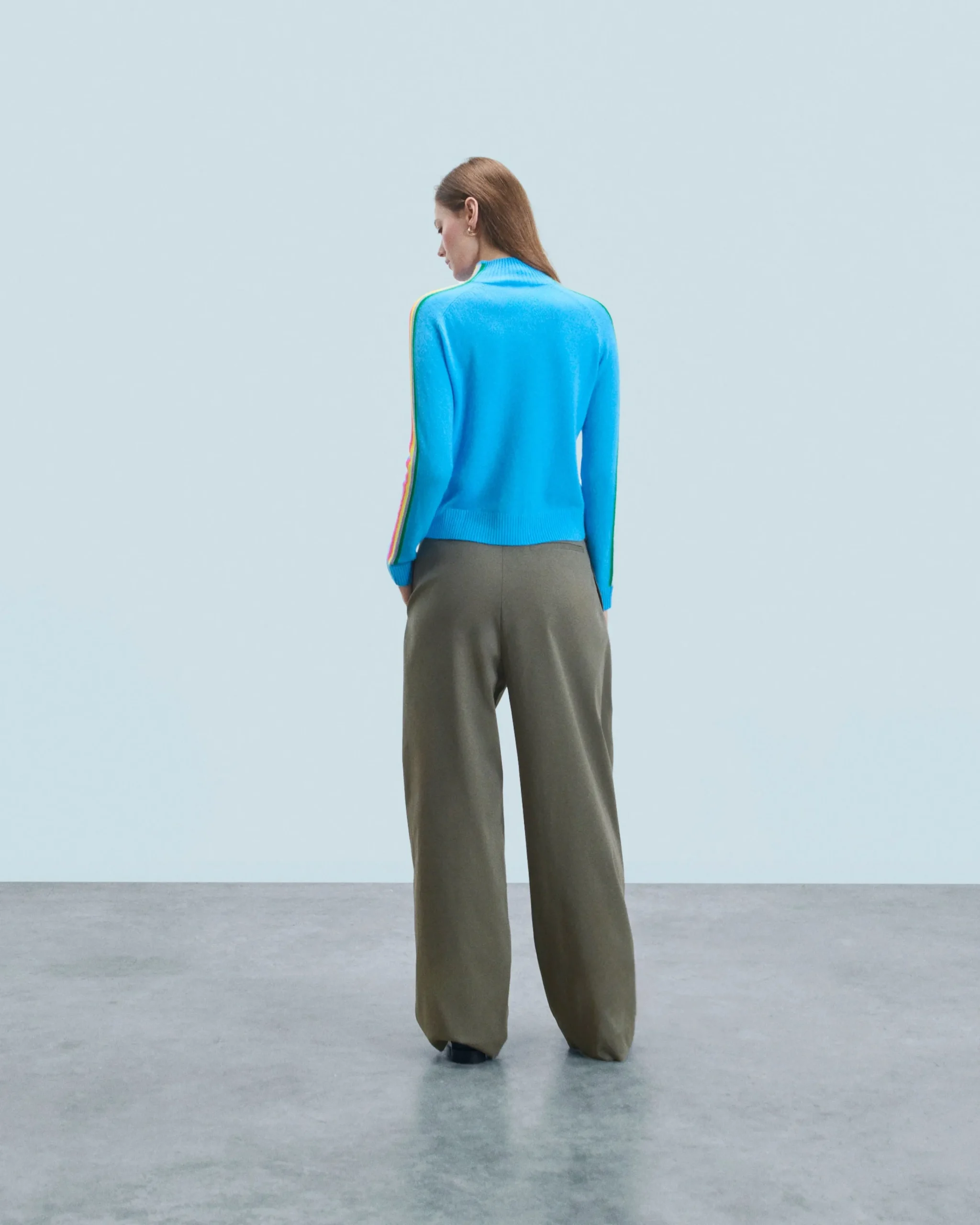 Pull Col Montant Bandes Manches Multicolores Léger^FROM FUTURE Store