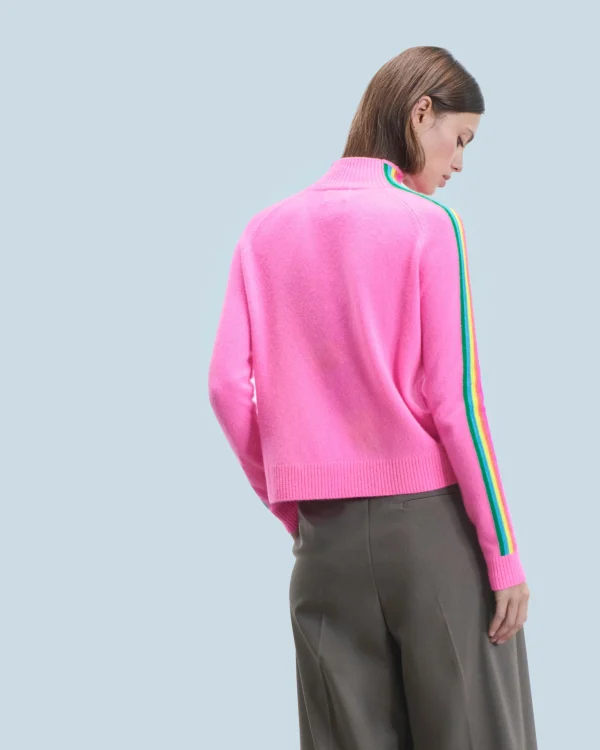 Pull Col Montant Bandes Manches Multicolores Léger^FROM FUTURE Shop