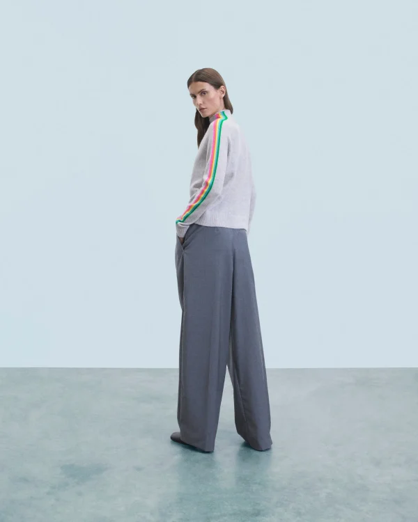 Pull Col Montant Bandes Manches Multicolores Léger^FROM FUTURE Store