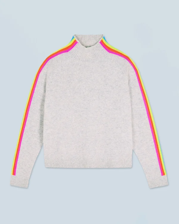 Pull Col Montant Bandes Manches Multicolores Léger^FROM FUTURE Store