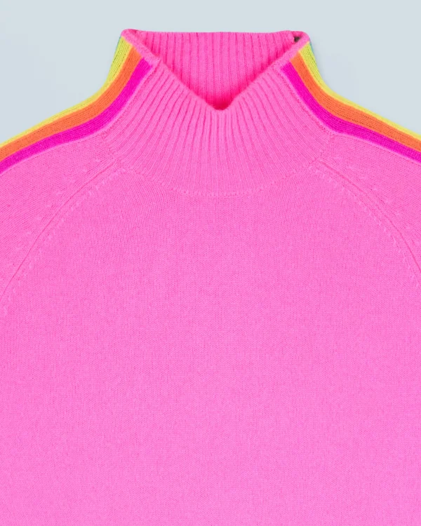 Pull Col Montant Bandes Manches Multicolores Léger^FROM FUTURE Shop