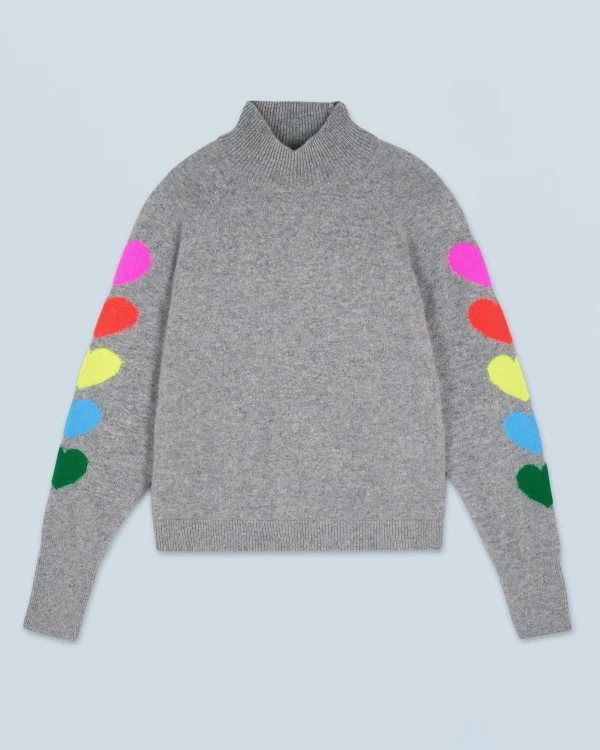 Pull Col Montant Manches Coeurs Léger^FROM FUTURE Hot