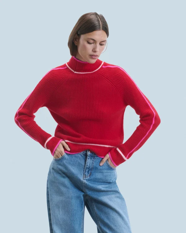 Pull Col Montant Tricolore Maille Perlée^FROM FUTURE Discount
