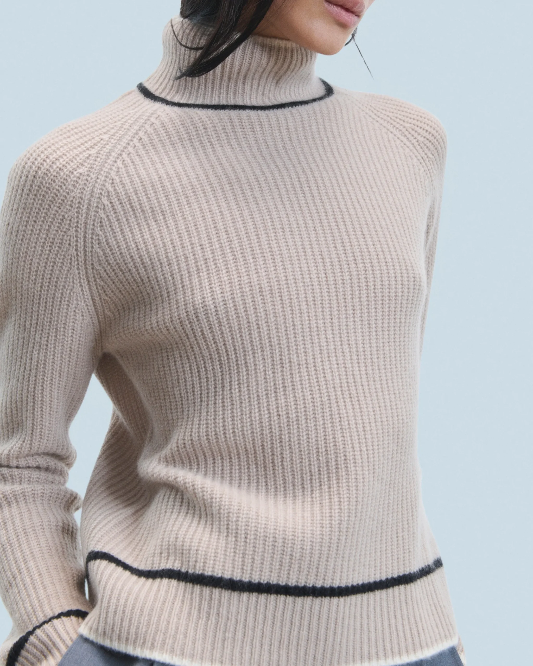 Pull Col Montant Tricolore Maille Perlée^FROM FUTURE Fashion