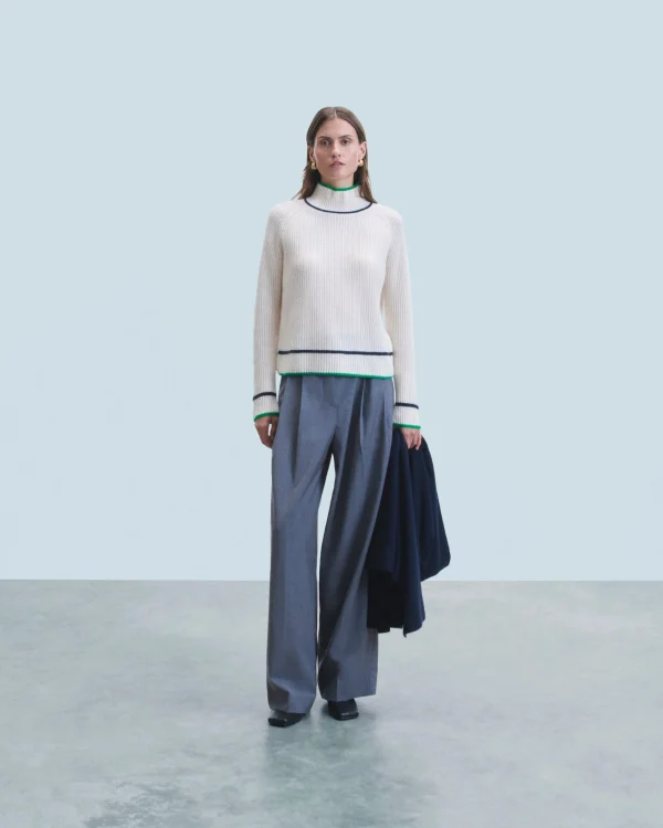 Pull Col Montant Tricolore Maille Perlée^FROM FUTURE Cheap