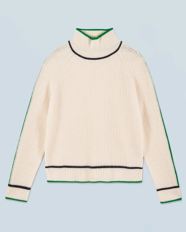 Pull Col Montant Tricolore Maille Perlée^FROM FUTURE Cheap