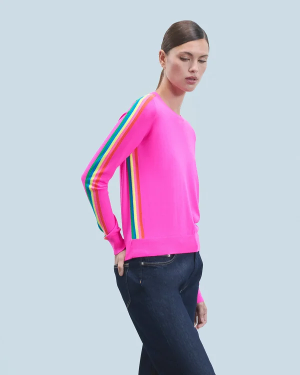 Pull Col Rond Bandes Manches Multicolore^FROM FUTURE Fashion