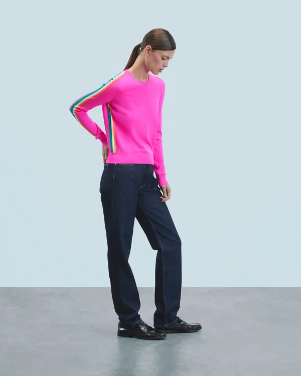 Pull Col Rond Bandes Manches Multicolore^FROM FUTURE Fashion