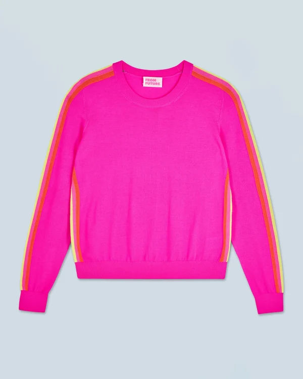 Pull Col Rond Bandes Manches Multicolore^FROM FUTURE Fashion