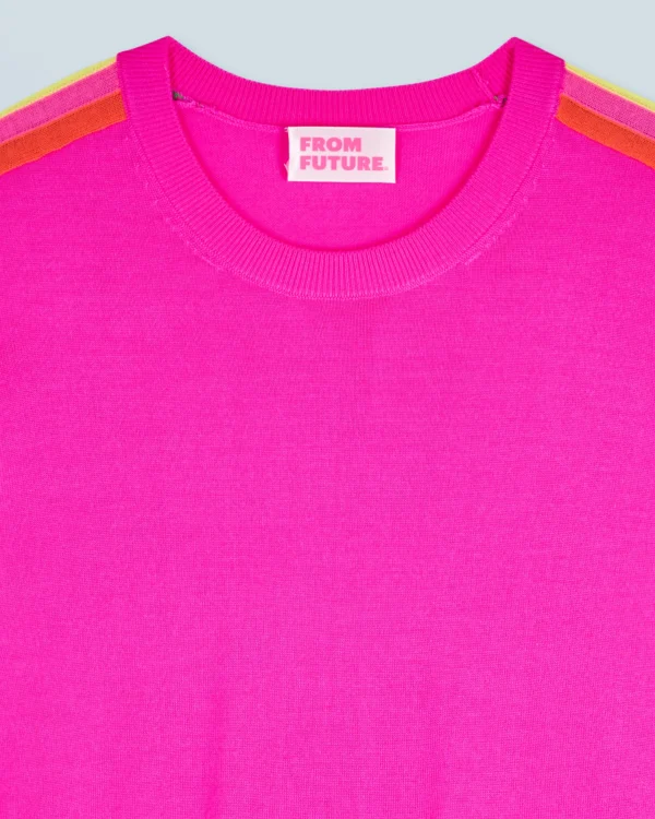 Pull Col Rond Bandes Manches Multicolore^FROM FUTURE Fashion