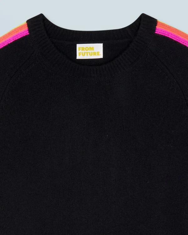 Pull Col Rond Bandes Manches Multicolore^FROM FUTURE Online