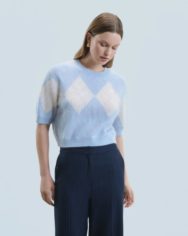 Pull Col Rond en Cachemire Brossé à Motif Losange^FROM FUTURE Flash Sale