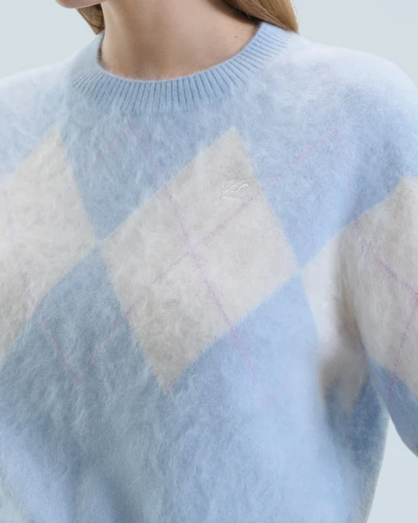 Pull Col Rond en Cachemire Brossé à Motif Losange^FROM FUTURE Flash Sale