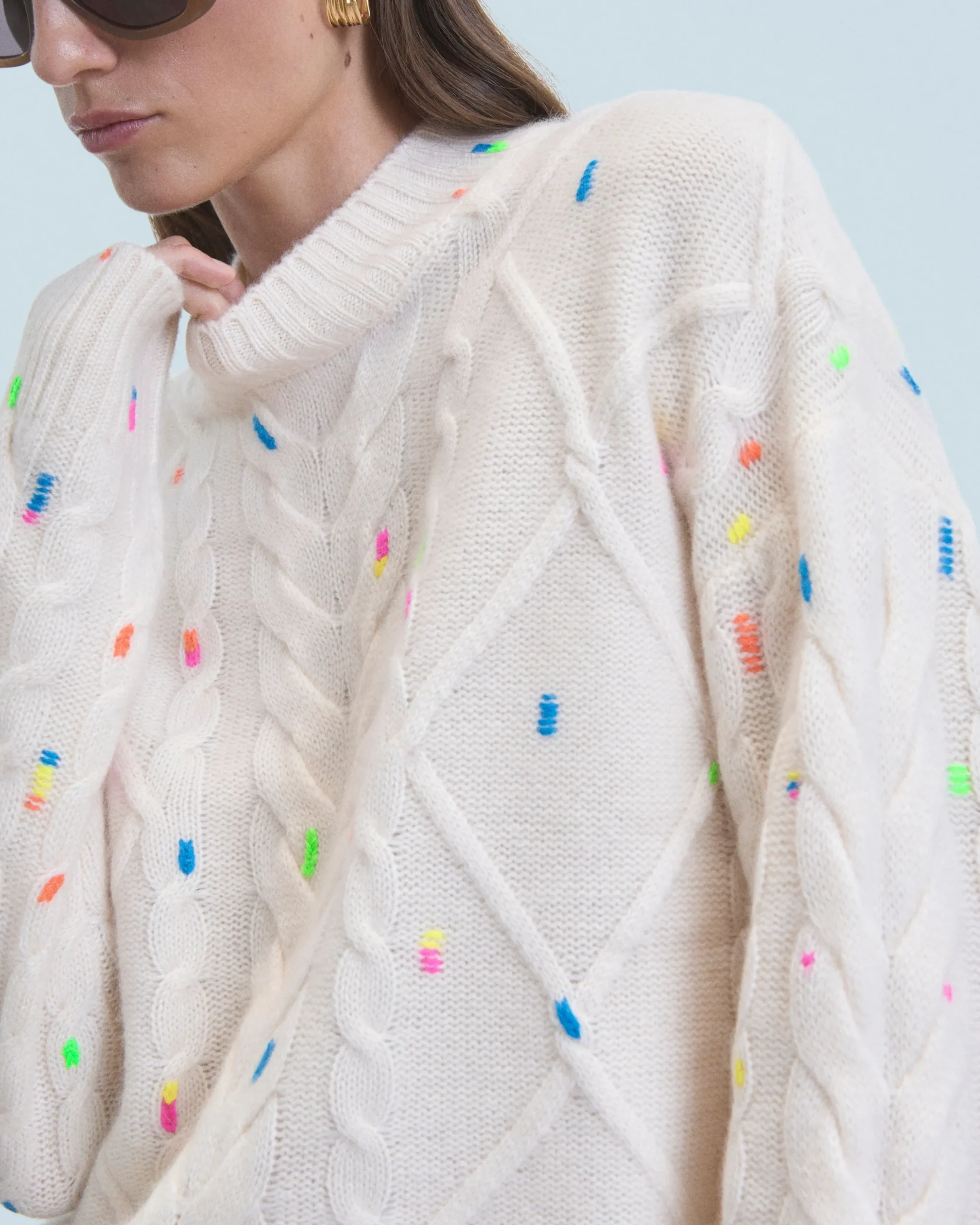 Pull Col Rond Torsades Multicolore^FROM FUTURE Best
