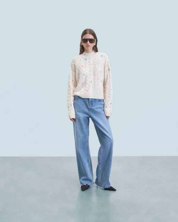 Pull Col Rond Torsades Multicolore^FROM FUTURE Best