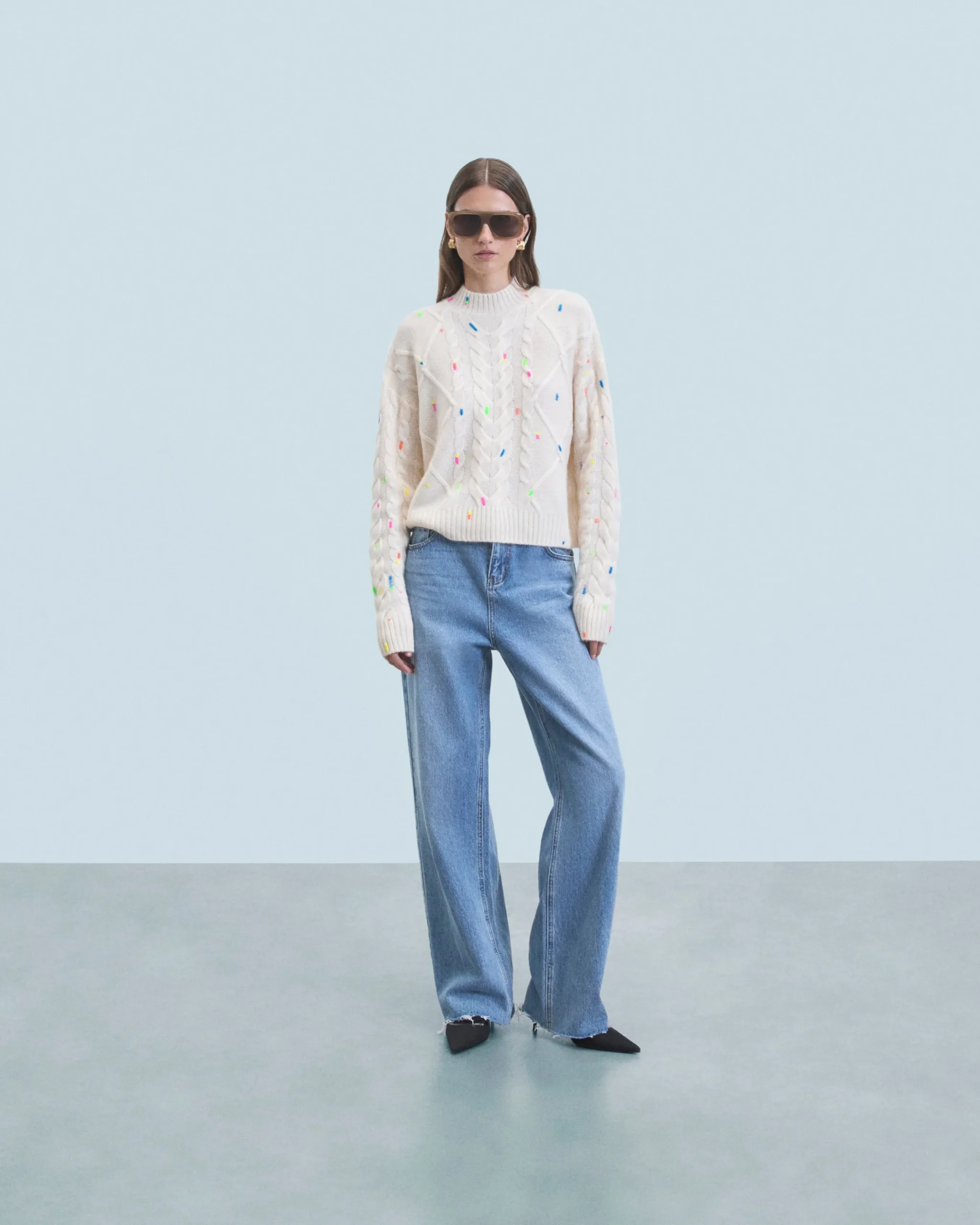Pull Col Rond Torsades Multicolore^FROM FUTURE Best