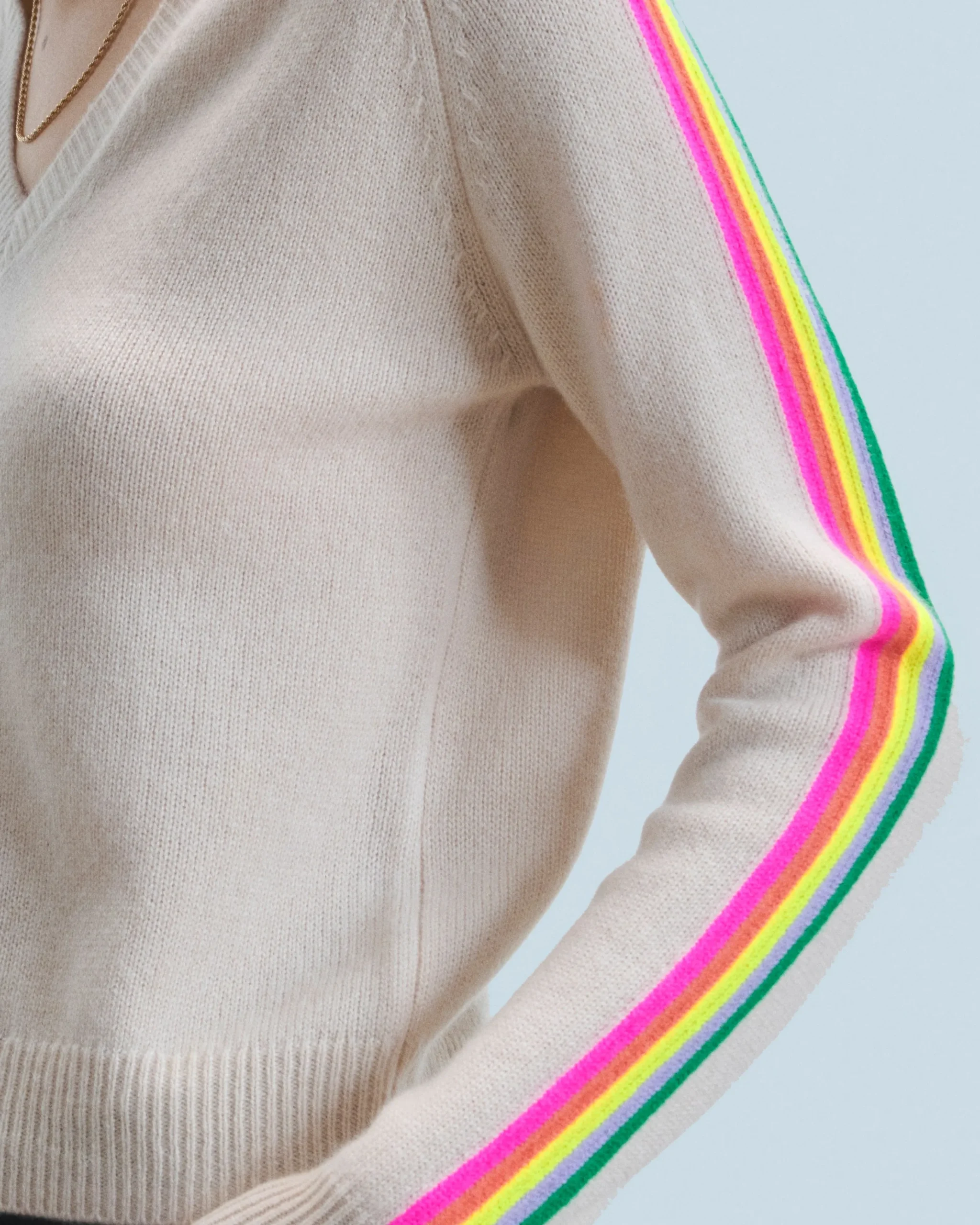 Pull Col V Bandes Manches Multicolore^FROM FUTURE Discount