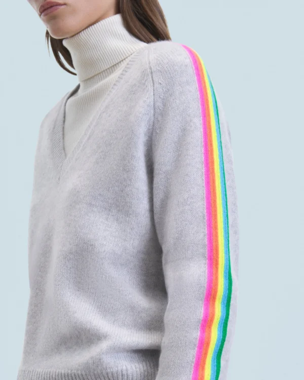 Pull Col V Bandes Manches Multicolore^FROM FUTURE Online