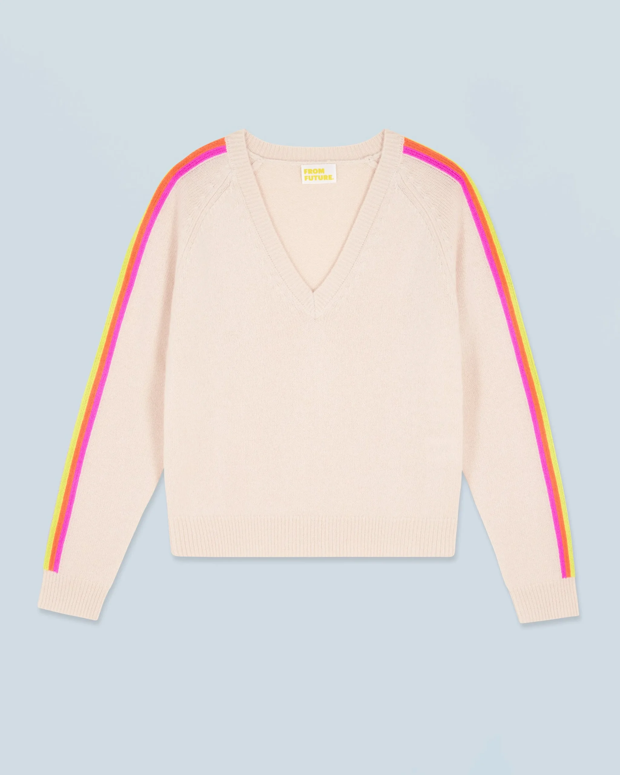 Pull Col V Bandes Manches Multicolore^FROM FUTURE Discount