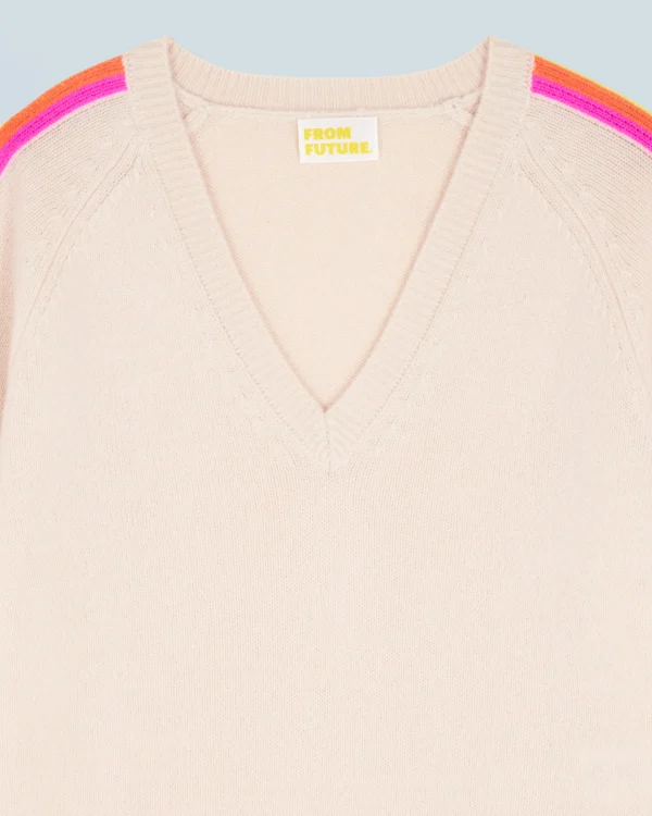 Pull Col V Bandes Manches Multicolore^FROM FUTURE Discount