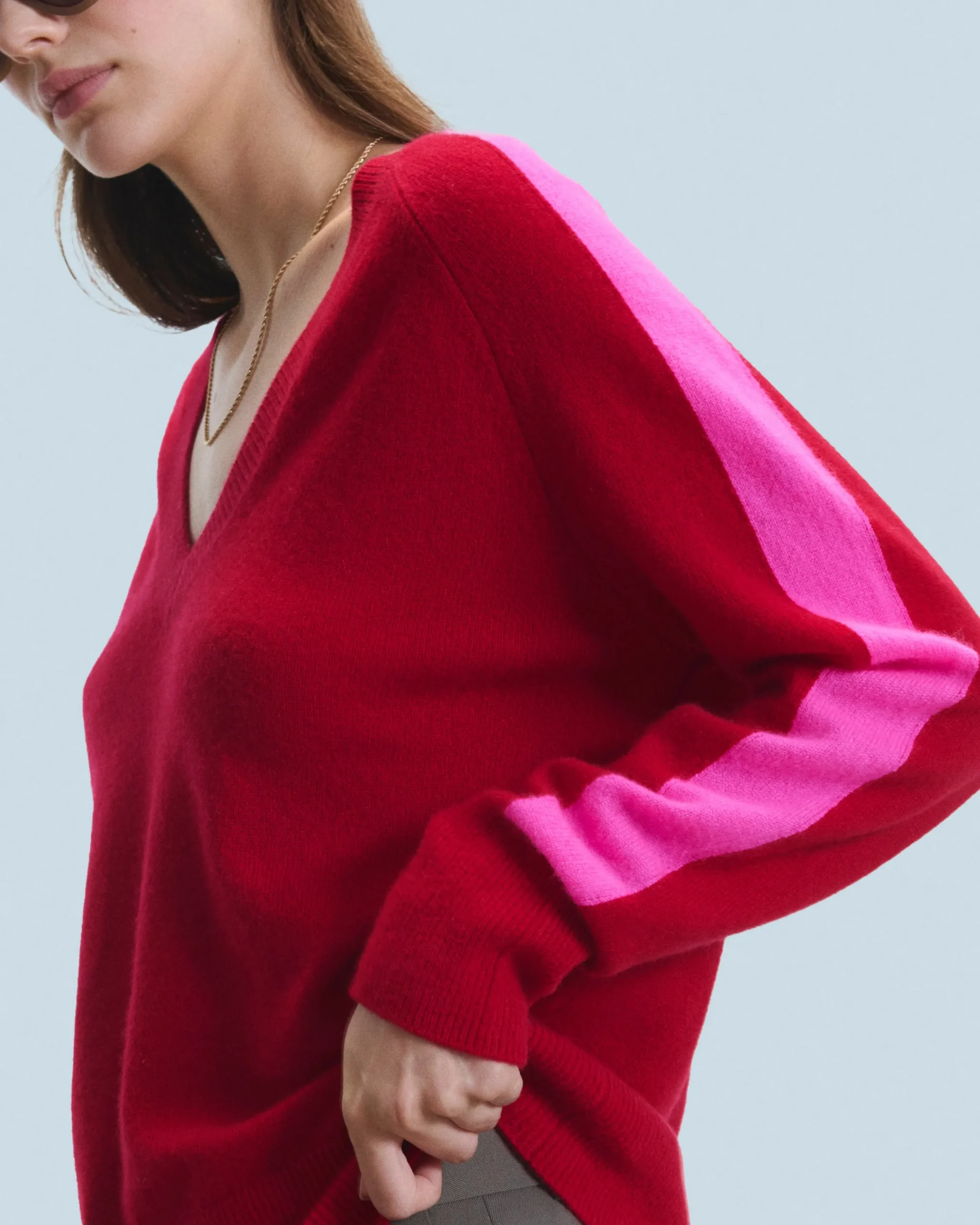 Pull Col V Oversize Bandes Bicolore Léger^FROM FUTURE Best Sale