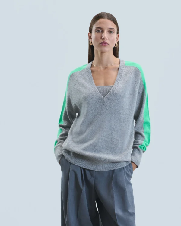 Pull Col V Oversize Bandes Bicolore Léger^FROM FUTURE Best