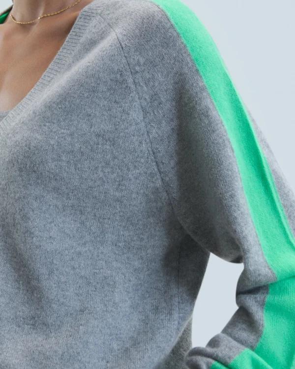 Pull Col V Oversize Bandes Bicolore Léger^FROM FUTURE Best