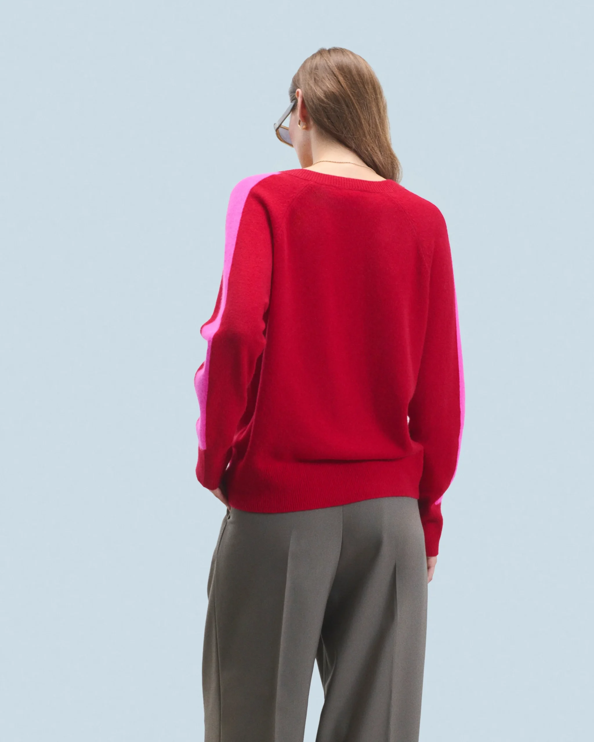 Pull Col V Oversize Bandes Bicolore Léger^FROM FUTURE Best Sale