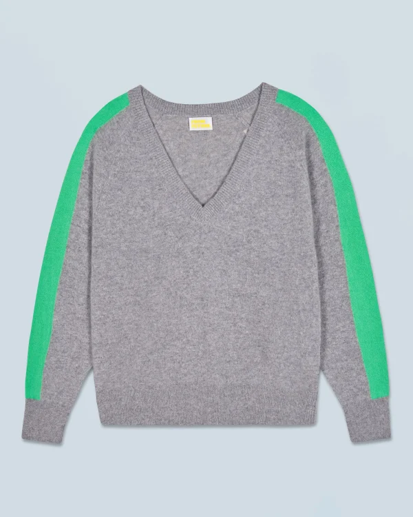 Pull Col V Oversize Bandes Bicolore Léger^FROM FUTURE Best
