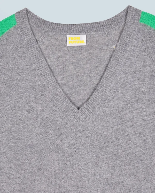 Pull Col V Oversize Bandes Bicolore Léger^FROM FUTURE Best