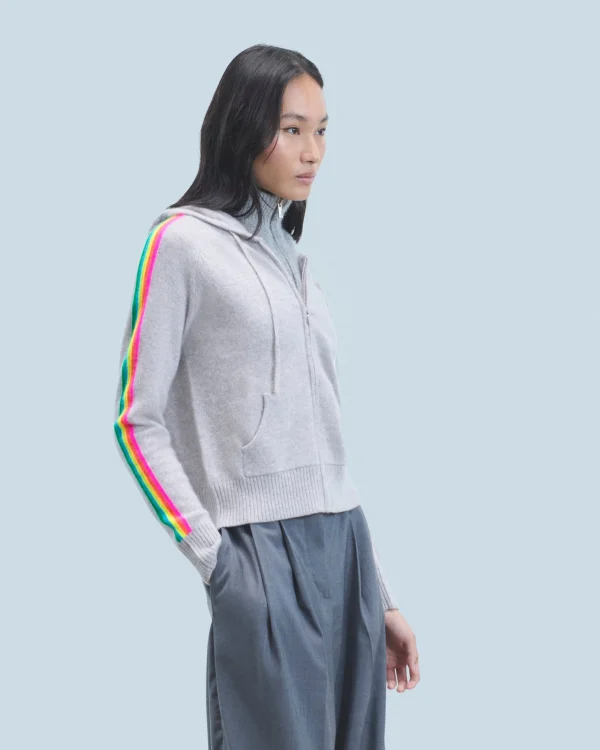 Pull Hoodie Bandes Manches Multicolore Léger^FROM FUTURE New