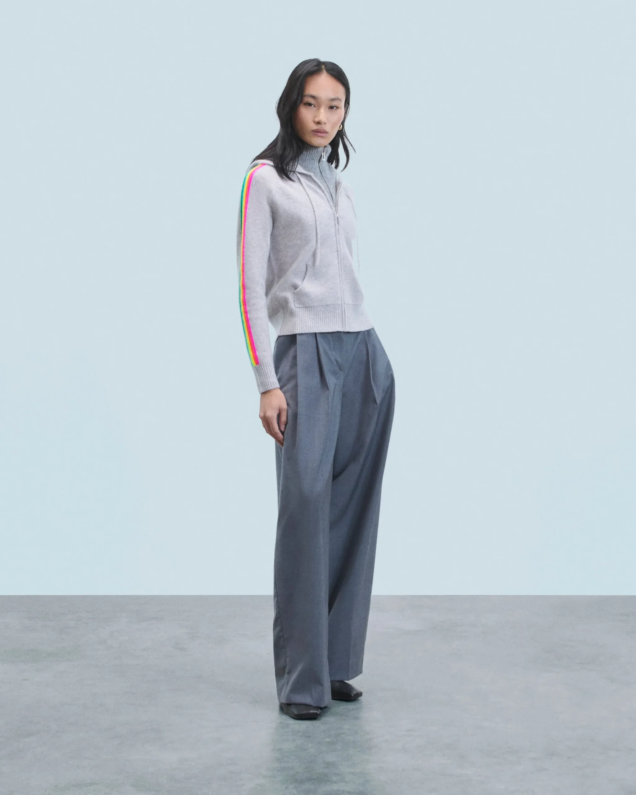 Pull Hoodie Bandes Manches Multicolore Léger^FROM FUTURE New