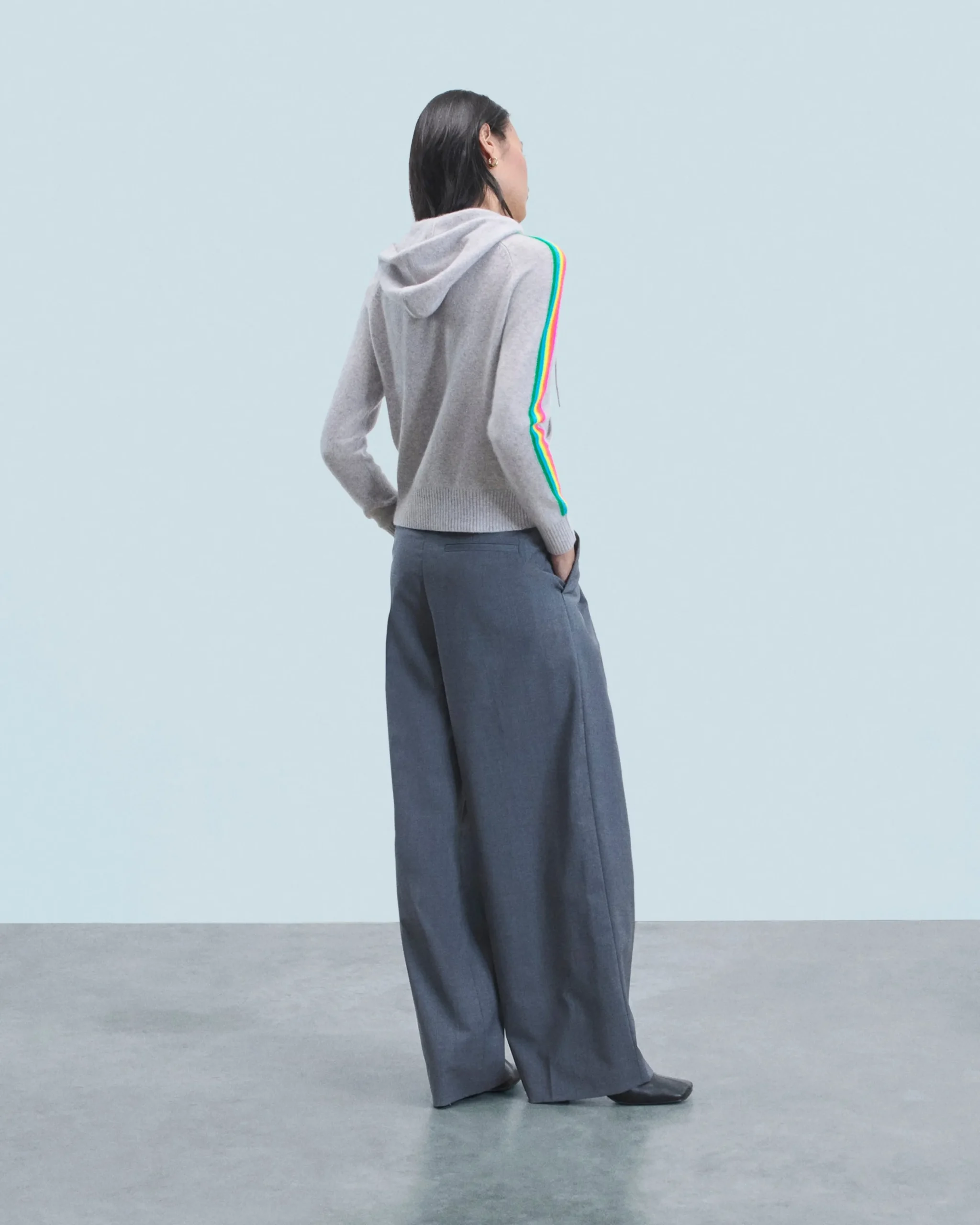 Pull Hoodie Bandes Manches Multicolore Léger^FROM FUTURE New