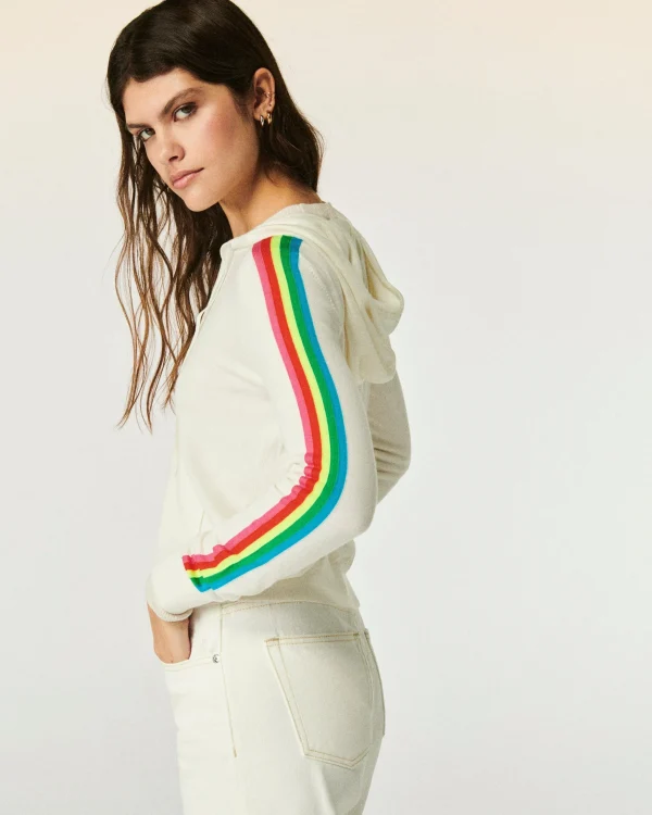 Pull Hoodie Zippé Bande Multicolore^FROM FUTURE Cheap