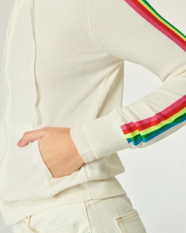 Pull Hoodie Zippé Bande Multicolore^FROM FUTURE Cheap