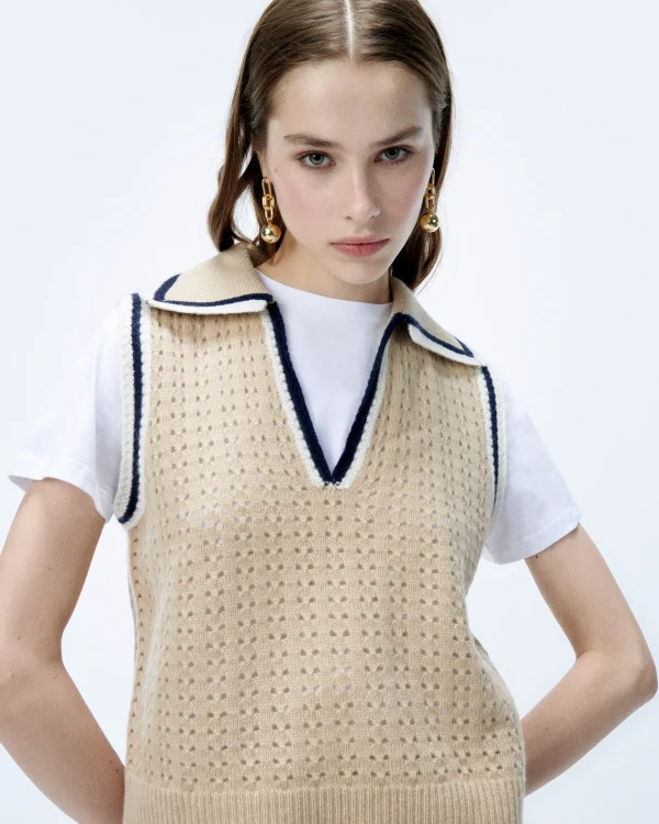 Pull Sans Manche Tricot Ajouré^FROM FUTURE Shop