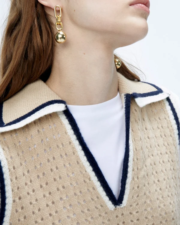 Pull Sans Manche Tricot Ajouré^FROM FUTURE Shop