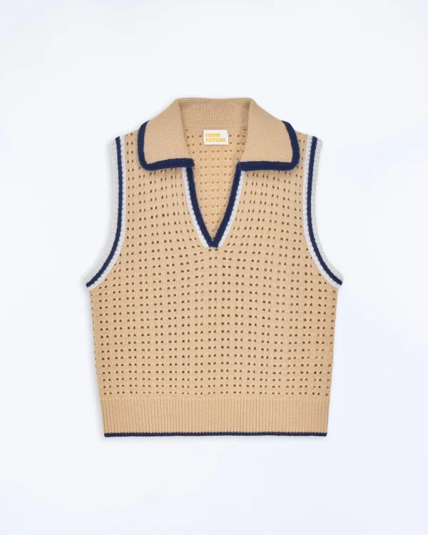 Pull Sans Manche Tricot Ajouré^FROM FUTURE Shop